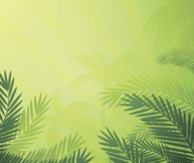 Set of green Palm leaves vector 05 free download