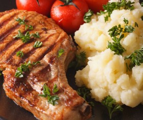 Grilled Pork Steak with Mashed Potatoes HD picture 02
