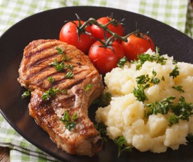 Grilled Pork Steak with Mashed Potatoes HD picture 04