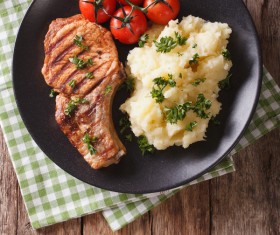 Grilled Pork Steak with Mashed Potatoes HD picture 05