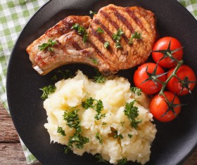 Grilled Pork Steak with Mashed Potatoes HD picture 06