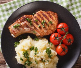Grilled Pork Steak with Mashed Potatoes HD picture 07