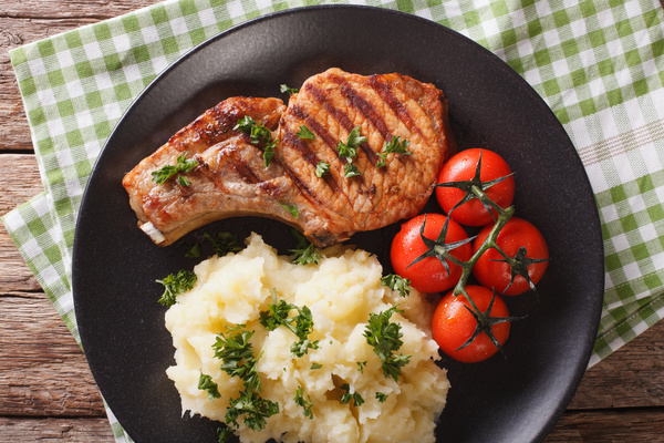 Grilled Pork Steak with Mashed Potatoes HD picture 07