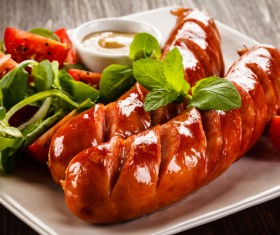 Grilled sausages and vegetables HD picture 01