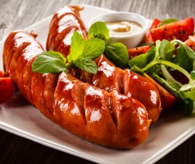 Grilled sausages and vegetables HD picture 02