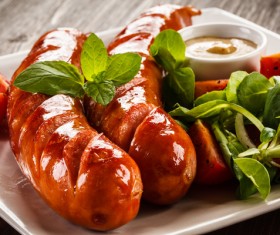 Grilled sausages and vegetables HD picture 04