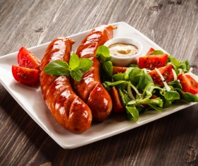 Grilled sausages and vegetables HD picture 05