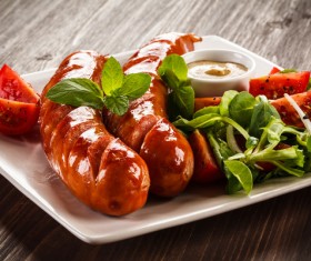 Grilled sausages and vegetables HD picture 07