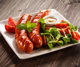 Grilled sausages and vegetables HD picture 08