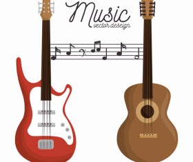 Guitar with retro music background vector