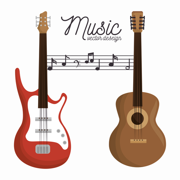 Guitar with retro music background vector