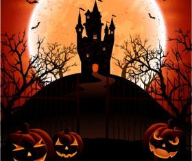 Blue Halloween background with Moon and hand on cemetery vector