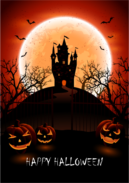 Blue Halloween background with Moon and hand on cemetery vector