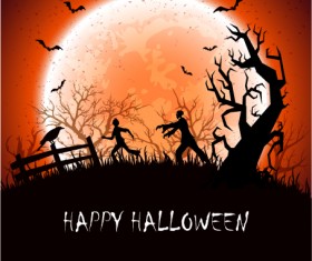 Halloween background with zombie vector
