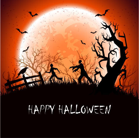 Halloween background with zombie vector