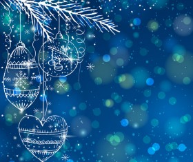 Hand drawn christmas decor with halation background vector