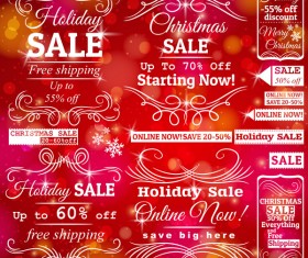 Hand drawn christmas sale labels vector set