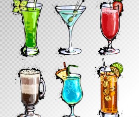 Hand drawn cocktail illustration vectors 01