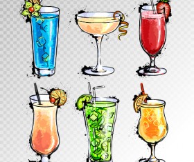 Hand drawn cocktail illustration vectors 02