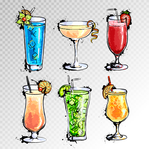 Hand Drawn Cocktail Illustration Vectors 02 Free Download