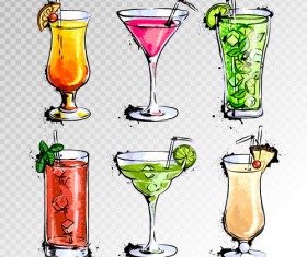 Hand drawn cocktail illustration vectors 03