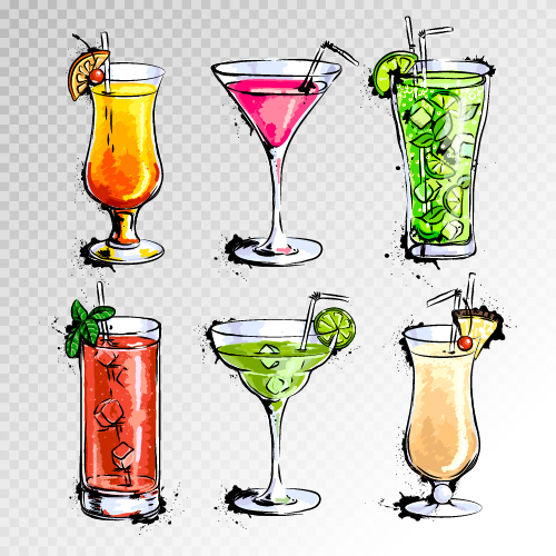 Hand drawn cocktail illustration vectors 03