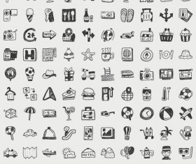 Hand drawn travel icons set 01
