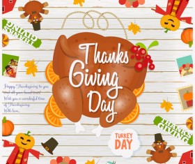 Happy Thanksgiving card with turkey vector 01