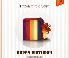 Happy birthday cards with gift box vector material