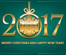 Happy new year with christmas 2017 golden text vector 04