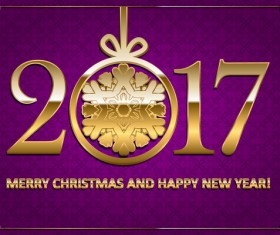 Happy new year with christmas 2017 golden text vector 06