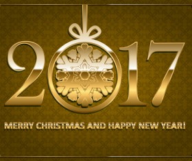 Happy new year with christmas 2017 golden text vector 07