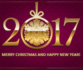 Happy new year with christmas 2017 golden text vector 09