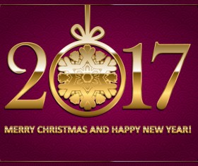 Happy new year with christmas 2017 golden text vector 10