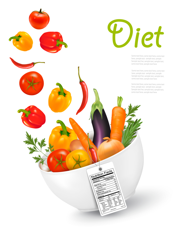 Healthy diet with fresh colorful vegetables vector