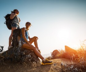 Hikers with backpack Stock Photo 02