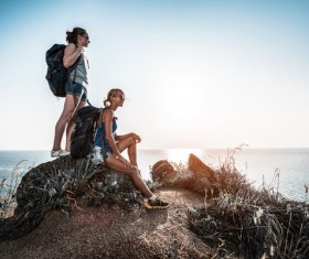 Hikers with backpack Stock Photo 03