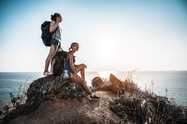 Hikers with backpack Stock Photo 03