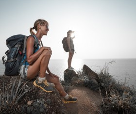 Hikers with backpack Stock Photo 04