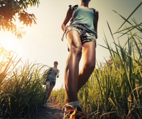 Hikers with backpack Stock Photo 07