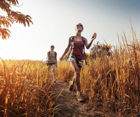 Hikers with backpack Stock Photo 12