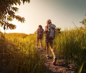 Hikers with backpack Stock Photo 14