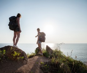 Hikers with backpack Stock Photo 18