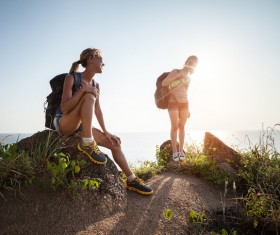 Hikers with backpack Stock Photo 19