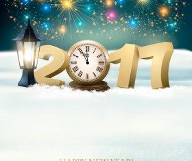 Holiday christmas background with 2017 and firework vector