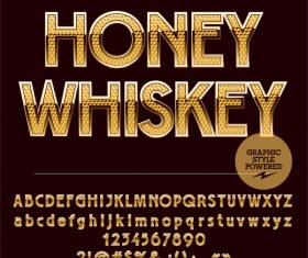 Honey whiskey alphabet and numbers vector