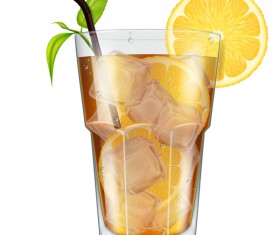 Ice with tea and leaf vector