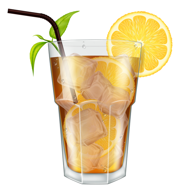 Ice with tea and leaf vector