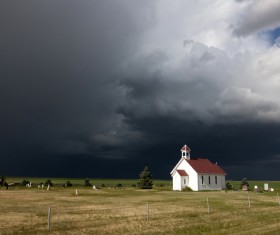 Inclement weather chapel Stock Photo