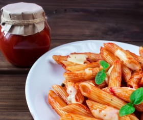 Italian pasta with tomato sauce Stock Photo